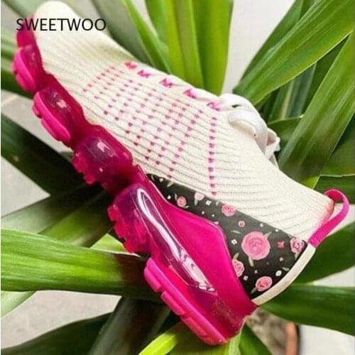 Single Shoes Fall/winter New Style Casual Shoes Womens Breathable Lace-Up Cushioned Running Shoes Personality Comfortable Hot