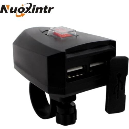 Nuoxintr 5V USB Charger Motorcycle ATV LED Light Waterproof Dual USB Socket Charger Power Supply Adapter Outlet Power Switch