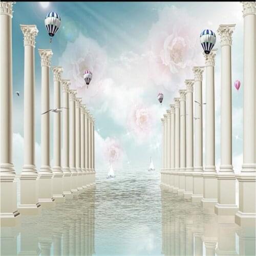Wellyu European style 3D stereoscopic rose, Rome column, TV background wall, customized large mural wallpaper