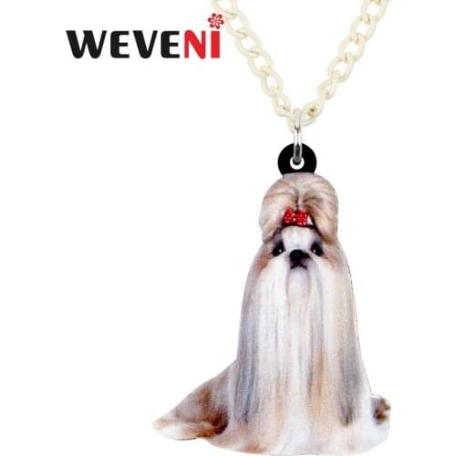 WEVENI Acrylic Collier Chinese Shih Tzu Dog Necklace Pendant Chain Choker Trendy Bijoux Jewelry For Women Girls Bijoux Hot Gift