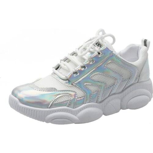 Hollow Out Women Casual Sneakers Ins Hot Sale Girls Mesh Casual Shoes Summer Fashion Laser Dazzling Jelly Womans Flat Shoes