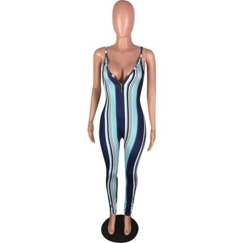 Sexy Women Sleeveless Striped Jumpsuit Romper Casual Party Clubwear Outfits Ladies Striped Jumpsuits Female Clothing