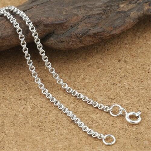 925 Sterling Silver Double Loop Rolo Belcher Chain Necklace 2mm 18 20 22 24 Inches