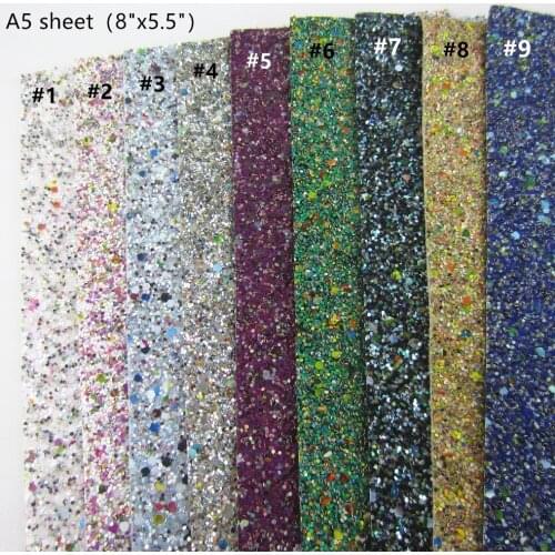 1pcs A5 sheet (8" x 5.5") chunky glitter leather Faux leather For craft & Sewing & bow DIY F0275