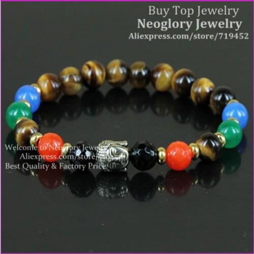 10pcs Natural Tiger Eye Gems Stone Beads Bracelet Chakra Power Stone Beads Bracelet Buddha Bracelet Yoga Meditation Spiritual