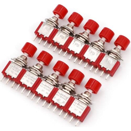 10Pcs Momentary Snap-Acting 3Pin C-NO-NC 6mm Panel Mount SPDT Mini Push Button Switch