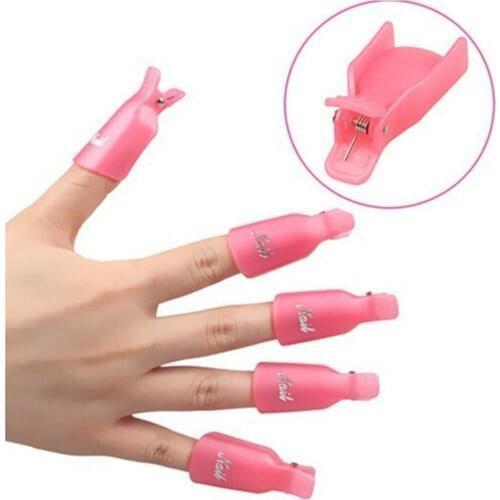 10pcs/set Plastic Nail Tool Acrylic Nail Art Soak Off UV Gel Nail Polish Remover Wrap Clip Cap Nail Product Tool