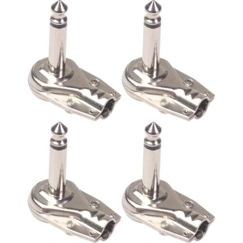 MagiDeal 4 Pcs 1/4" Audio Plugs Guitar Effect Cables Plug Right Angle Design