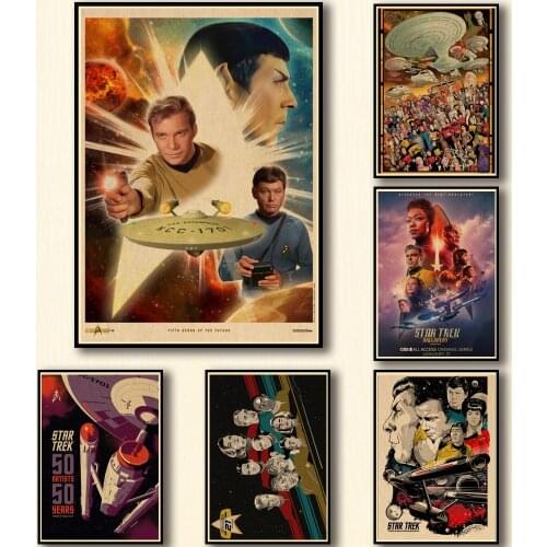 50 Designs Star Trek Kraftpaper Poster Artwork Painting Abstract Fancy Wall Sticker for Coffee House Bar