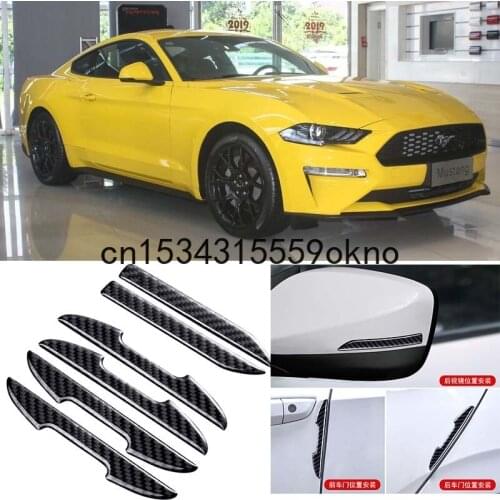 For Ford Mustang Car Side Door Edge Mirror Guard Bumper Trim Protector Stickers 6pcs