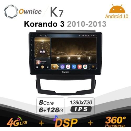 Ownice K7 Android 10.0 Car Radio Stereo for SsangYong Korando 3 2010 - 2013 4G LTE 360 2din Auto Audio 6G+128G SPDIF Optical