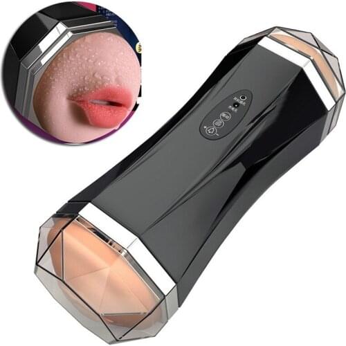 Automatic Masturbator Cup 3D Vagina / Oral Dual Tunnel Pocket masturbator for man sex toys for men masturbatings pocket pussy