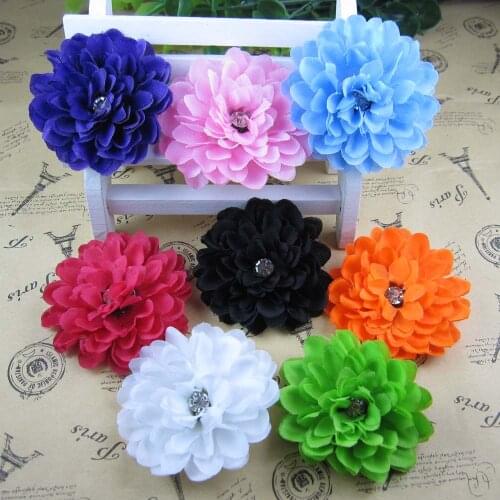 Free shipping!36pcs/lot 2 inch daisy flower fabric flowers with rhintstone hair accessory apparel accessory