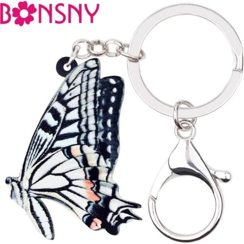 Bonsny Statement Acrylic Papilio Xuthus Butterfly Key Chains Keychains Rings Insect Jewelry For Women Girls Handbag Purse Charms