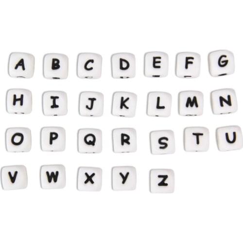 500pcs/lot 12mm BPA Free Food Grade Silicone Letter Teething Beads DIY Baby Pacifier Bracelets Chewing Jewelry Teethers Necklace