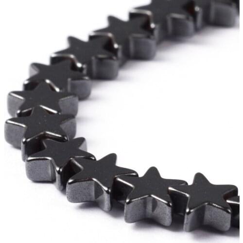 10 Strand 6mm Black Non-Magnetic Synthetic Hematite Christmas Star Beads Strands for jewelry making DIY bracelet Accessories