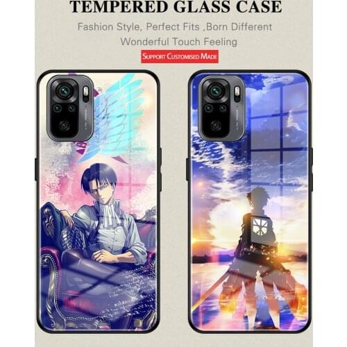 For Redmi Note10 Pro Anime Attack On Titan Tempered Glass Case For Xiao mi 9 8 10 10Pro11 Redmi Note9 9Pro Note10 POCO X3