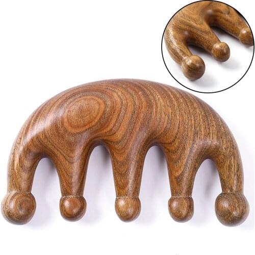 Wooden Salon 5 Teeth Natural Wide Guajacwood Head Meridian Mini Hair Comb Sub-Ebony Massage Tool Home Hair Tools Women