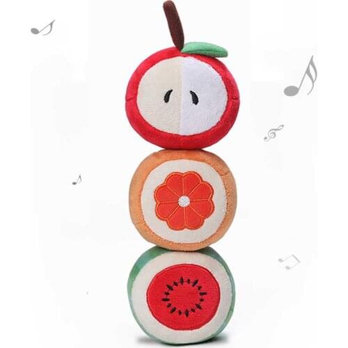 Cheap small dog chew toys fruit things for dogs Plush Squeaky Bite-Resistant Clean Puppy Training Sound Pup BB Play