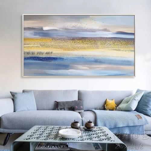 Handmade Canvas Sea Abstract Oil Painting Wall Art Minimalist Modern Living Room Decoration Northern European Style