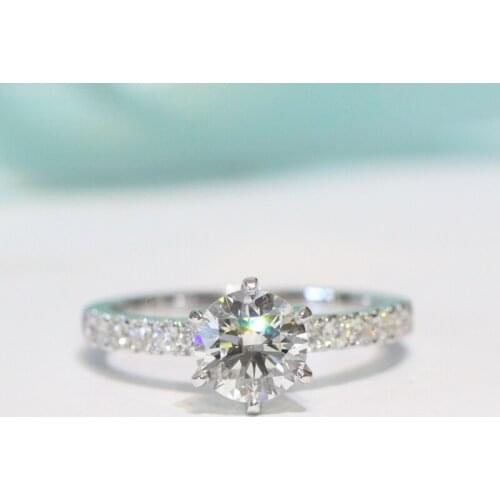 Diamonds Ring Solid 14K White Gold Fine Jewelry 0.4ct VS1 G color Natural Diamonds Engagement Wedding Ring for Women