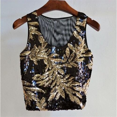 Lace Top Cotton Tank Tops Solid Rushed Crop Tops Cropped Sale Real Free Shipping 2020 Style Hit Sequined Vest Women