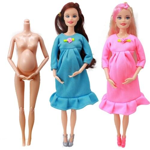 11 Inches Pregnant Doll Body with Head 1/6 Pregnant Woman Naked Body with Newborn Baby Fashion Doll Toys for Children girl