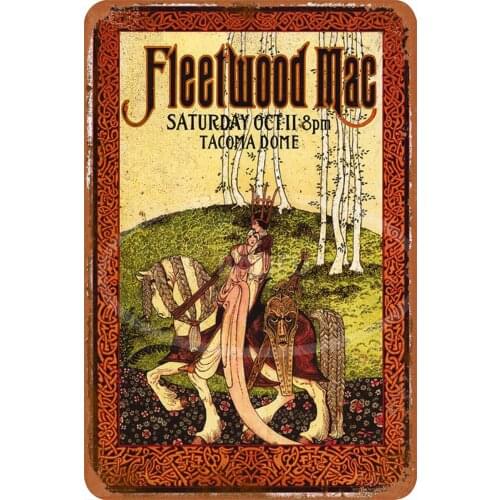 Fleetwood Mac Music Metal Sign Poster Tin Prompt Plaque Vintage Wall Decor for Bar Club Man Cave Garage 12x8 Inch