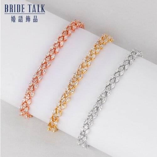 BrideTalk Fashion Bracelet Top Quality All Studded with Cubic Zircona Women Male Hidden-Safety-Clasp Bangle Wedding Party Gift