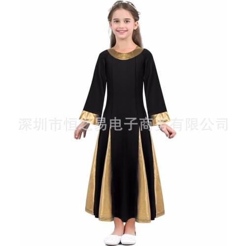 Muslim Children Abaya Dress Islamic Clothes for Little Girls Dance Patchwork Luxury Kaftans Ropa Musulman Mujer 10057629