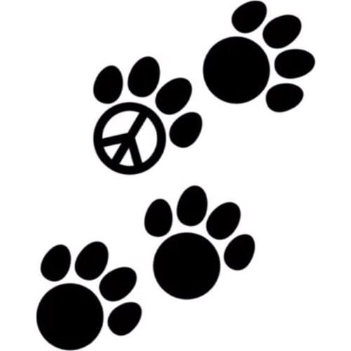 12.1*15.2CM Dog Paw Prints Peace Sign Decal Car Sticker Funny Cartoon Whole Body Decorative Decals C6-1021