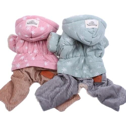 New Dog Pet Warm Coat Jacket Cat Puppy Jumpsuit Hoodie Leaves Design Winter Warm Clothes Apparel 6 Sizes