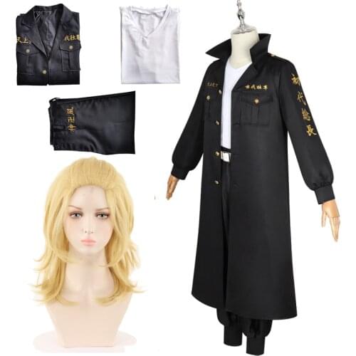 New Anime Tokyo Revengers Cosplay Costumes Manjiro Sano Cosplay Wig Tokyo Manji Gang President Llaveros Embroidery Jacket Set