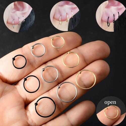 New Stainless Steel Multifunctional Open Ring Nose Ring Eyebrow Ring Small Round Bead Earbone Nail Earring Earring Jewelry