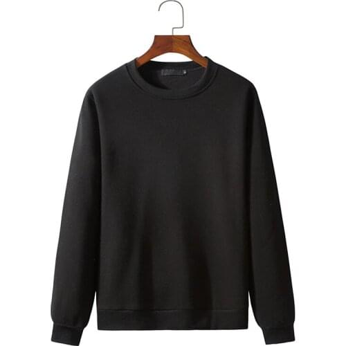 PARKLEES Men Woman Solid O-Neck Velvet Sweatshirt Casual Loose Hoodie Harajuku Streetwear Pullover Korean Oversized Hoodie Black