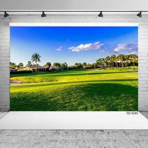 Grassland Building Trees Scenic Photographic Background Customized Backdrop for Children Baby Portrait Photoshoot Photo Studio