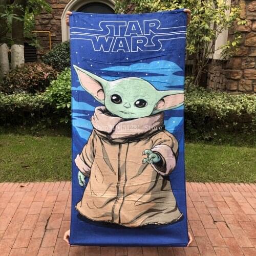 Disney Star wars 3d printing bath towel Cute baby yoda cotton soft breathable children boy girl adult beach towel gift 70x140cm