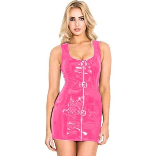 Plus Size S-7XL Sleeveless Zipper Design Summer Dress Women Sexy Bodycon Tank Mini Dresses Clubwear Simple Buckle Belt Vestido