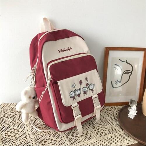 Middle Student School Bags for Girls Teenage Backpack Women Fashion Panelled Backpack Girl Schoolbag 2021