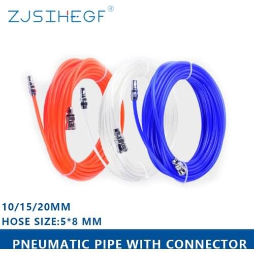 8x5mm High Pressure Flexible Air Hose Pipe with Connectors Compressor Straight Tube Pipe Belt Red blue Pneumatic