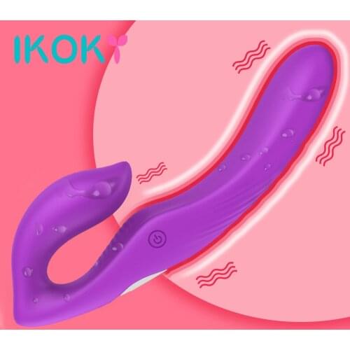 IKOKY Strapon Dildo Vibrator Clitoris Dual Motors Anal Vibrators Vagina Stimulator G-spot Massager Sex Toys for Women Lesbian