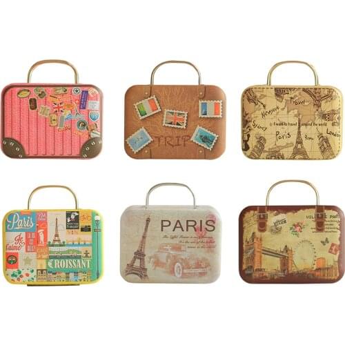 Vintage Metal Storage Box Wedding Party Candy Gift Box Retro Suitcase Handbag Small Rectangular Candy Chocolate Box Container