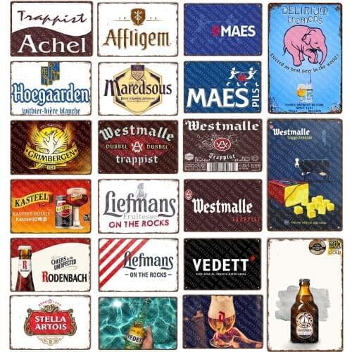 Belgium Beer Metal Signs Vintage Tin Sign Shabby Chic Plaque Decoration for Tiki Bar Room Pub Bar Man Cave Club Wall Decor