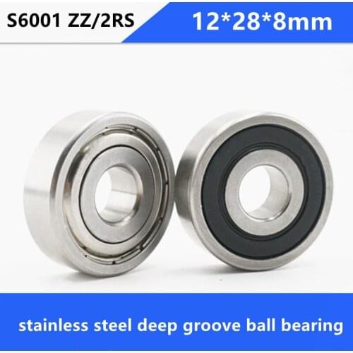 10/50pcs High-quality 6001ZZ 6001-2RS S6001ZZ S6001-2RS 12*28*8 stainless steel deep groove ball bearing 6001 12x28x8mm