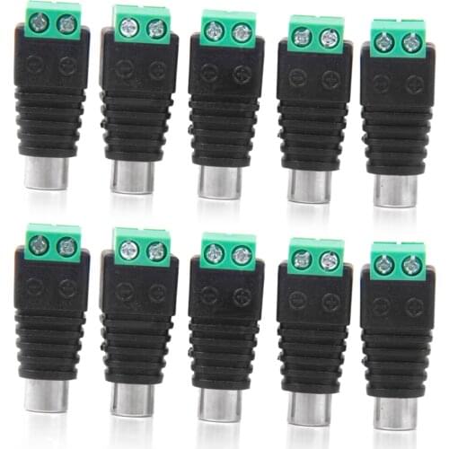 10 X RCA Plug Female Power Cable Adaptor Connector For CCTV Camera