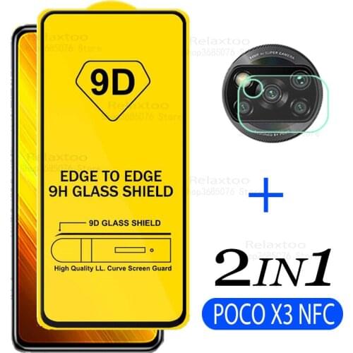2IN1 9D glass poco x3 glass Camera lens screen protector for xiaomi poco X3 NFC Global Version x 3 full cover film xiomi pocox3