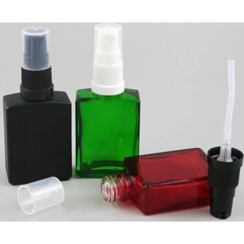 360 x 30ml Essential Oil Travel Portable Colorful Glass Square Bottle with Plastic Lotion Pump 30cc 1oz Refillable Cream Bottle