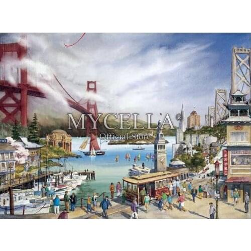5D Diy Diamond Painting Full Cross Stitch Diamond Mosaic Spirit Of San Francisco Bridges Art Diamond Embroidery Home Decor gifts