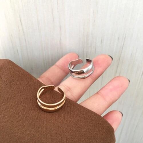 8Seasons Punk Style Open Rings Gold/Silver Color Irregular Round Women Party Fashion Jewelry Gifts 16mm(US size 5.25), 1 Piece