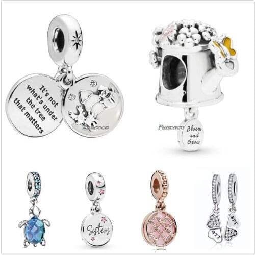 Authentic 925 Sterling Silver Best Friend Forever Crystal Heart Petals Charm Beads Fit Pandora Bracelet & Necklace Jewelry
